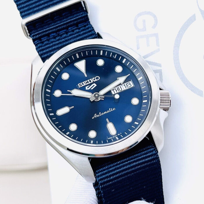 Seiko 5 Sports Automatic Blue Dial Blue Nylon Strap Watch for Men - SRPE63K1 - Image 6